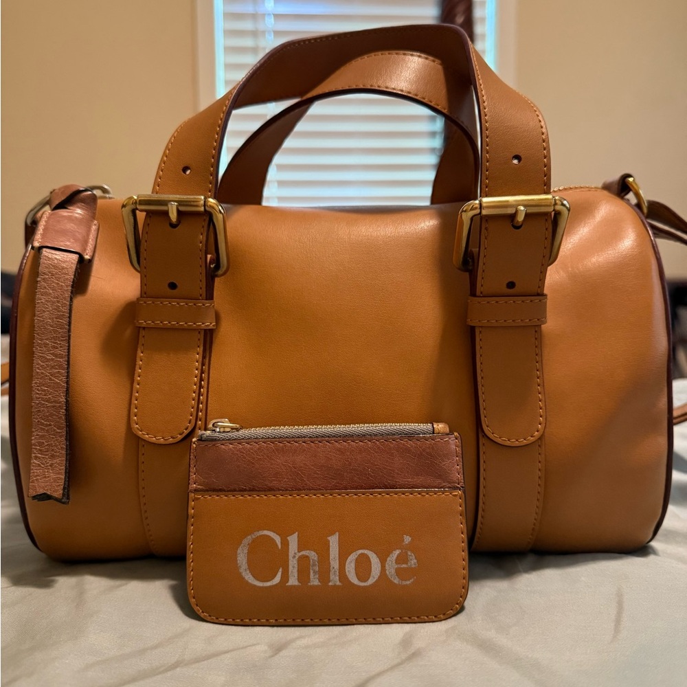 Chloe Tan Leather Satchel with Classic Design
